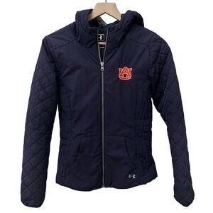 Under Armour Auburn Womens Quilted Navy Puffer Jacket sz XS Hooded